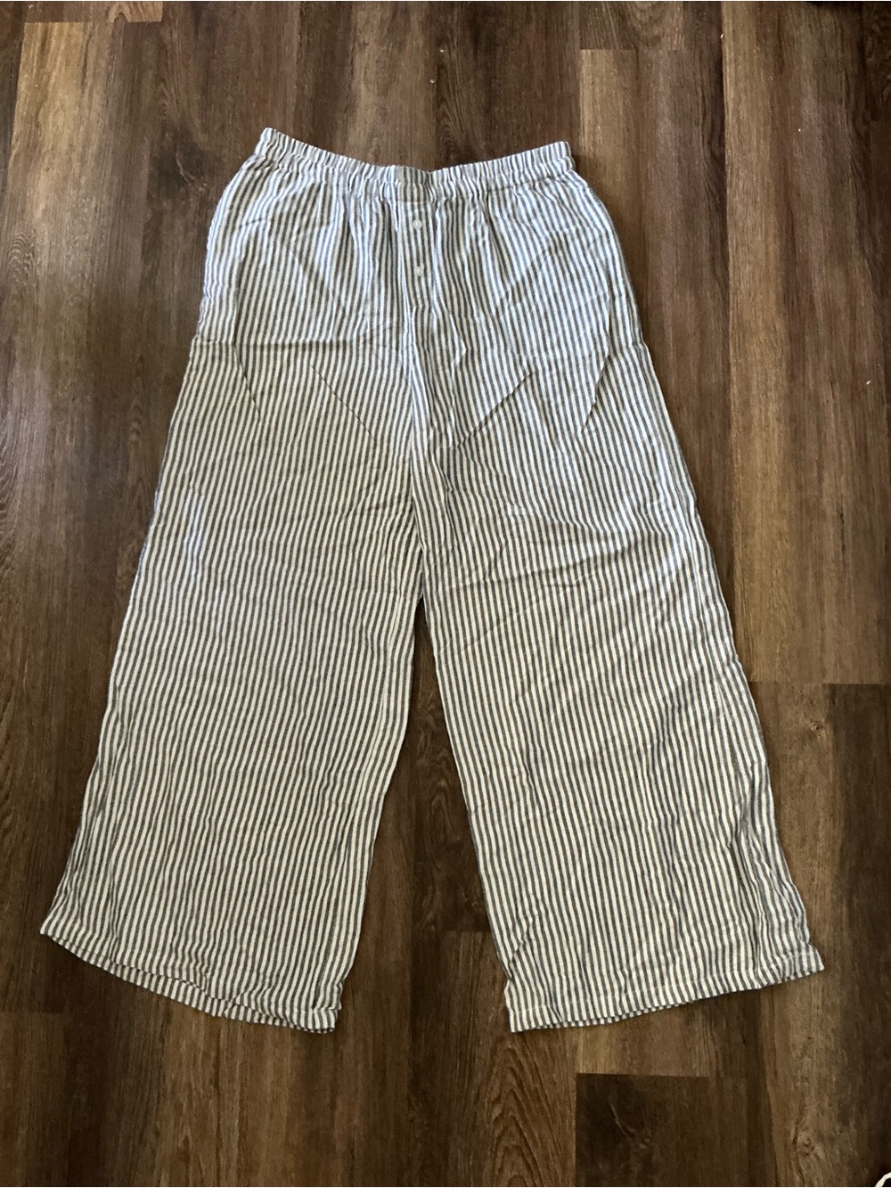 Sincerely Jules White & Navy Striped Pull-On Pants